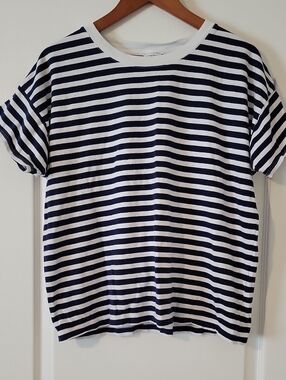 J. Crew Navy and White Striped Tee -LG